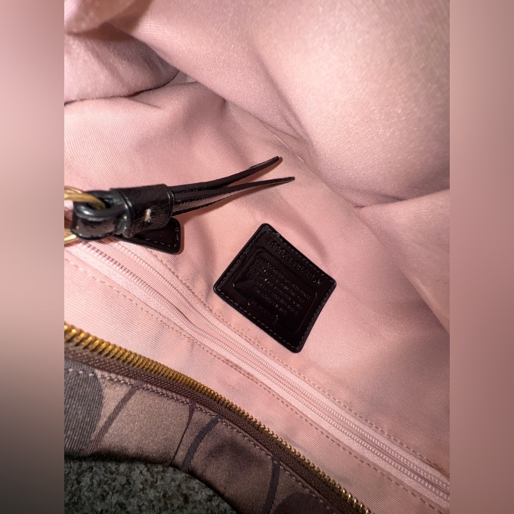 Coach‎ Signature Brown And Black Crossbody Bag With Leather Trim - Picture 7 of 13